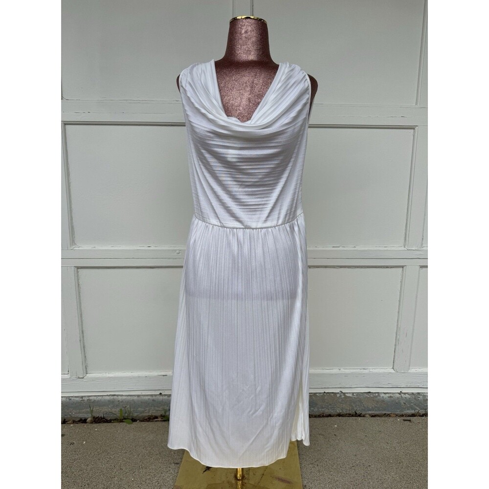 VTG Climax David Howard Dress Pleated White Marilyn Monroe LWD Grecian Goddess
